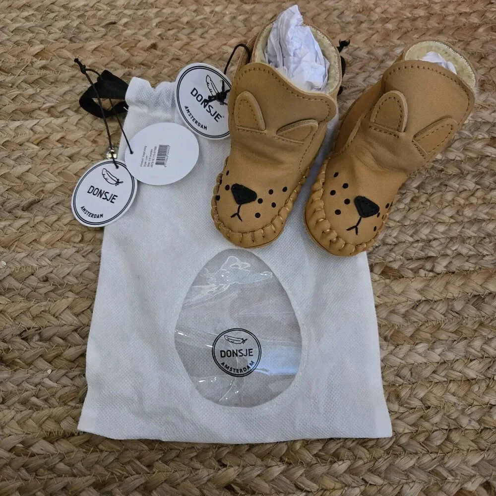 DONSJË AMSTERDAM Kapi Classic Booties | Lion | Caramel Nubuck 0-6mos‎ NWT